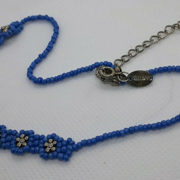 Blue silver Clare's 90s Beaded choker Necklace Girls  Adjustable Jewelry - Picture 3 of 5
